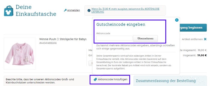 Disney Store-Aktionscode-einloesen